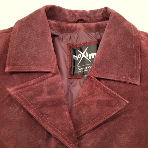 Wilsons Leather Maxima Jacket Women's XL Maroon Suede Lined Vintage 90s Y2K - Picture 4 of 16